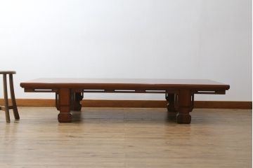 中古　最高級　モリシゲ(MORISHIGE・森繁)　総欅(ケヤキ)材　美しい柾目の漆塗り座卓(ローテーブル、センターテーブル、リビングテーブル)(定価約250万円)(R-077187)