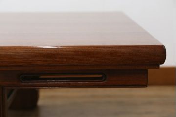 中古　最高級　モリシゲ(MORISHIGE・森繁)　総欅(ケヤキ)材　美しい柾目の漆塗り座卓(ローテーブル、センターテーブル、リビングテーブル)(定価約250万円)(R-077187)