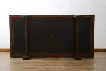 中古　最高級　モリシゲ(MORISHIGE・森繁)　総欅(ケヤキ)材　美しい柾目の漆塗り座卓(ローテーブル、センターテーブル、リビングテーブル)(定価約250万円)(R-077187)