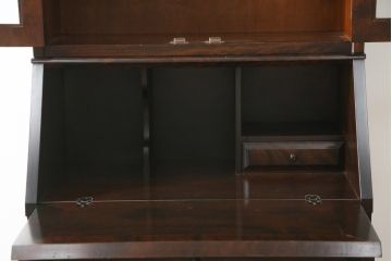 中古　北海道民芸家具　上品な雰囲気漂うビューローブックケース(ライティングビューロー、簿記机、本箱、本棚、飾り棚、収納棚、戸棚、ワークデスク、在宅用、在宅ワーク用)(R-077188)