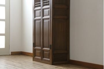 アジアンビンテージ　アンティーク調　オリエンタルな雰囲気が魅力的な李朝キャビネット(李朝タンス、李朝箪笥、李朝家具、収納棚、戸棚、ヴィンテージ)(R-077201)