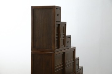 和製ビンテージ　美品　アンティーク調　シンプルなデザインが魅力的な両面使いできる階段箪笥(和箪笥、和タンス、収納箪笥、ヴィンテージ)(R-077205)