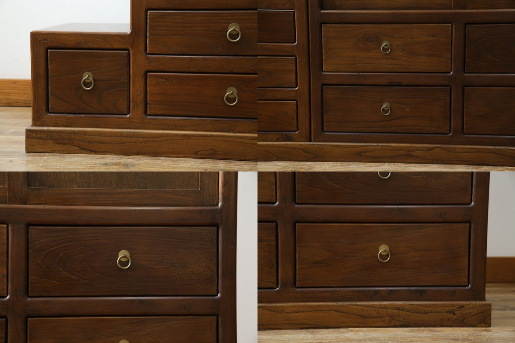 和製ビンテージ　美品　アンティーク調　シンプルなデザインが魅力的な両面使いできる階段箪笥(和箪笥、和タンス、収納箪笥、ヴィンテージ)(R-077205)