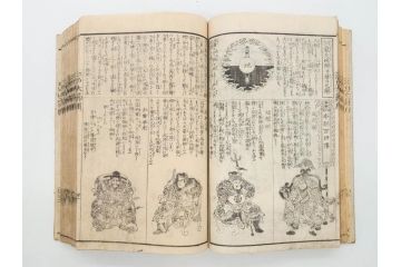 江戸期　江戸大節用海内蔵　乾坤2冊揃い(版画、古書、和本、古地図、古文書、彩色絵図、朝鮮国、蝦夷、琉球、萬国図、富士山、日光、筑波山)(R-077222)