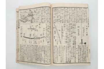 江戸期　江戸大節用海内蔵　乾坤2冊揃い(版画、古書、和本、古地図、古文書、彩色絵図、朝鮮国、蝦夷、琉球、萬国図、富士山、日光、筑波山)(R-077222)