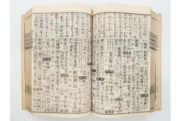 江戸期　江戸大節用海内蔵　乾坤2冊揃い(版画、古書、和本、古地図、古文書、彩色絵図、朝鮮国、蝦夷、琉球、萬国図、富士山、日光、筑波山)(R-077222)