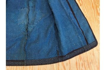 江戸〜明治　時代物　刺子半纏　着物(アイヌ?、木綿、古布、古着物、野良着、藍染、刺し子、リメイク、衣装、Japanese KIMONO)(R-077224)