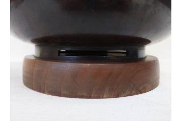 明治期　古銅　雷文　歴史を刻んだ味わいが魅力の古火鉢(手あぶり、手焙、双耳、鉢カバー、銅製、銅器、共箱付き、茶道具)(R-077225)