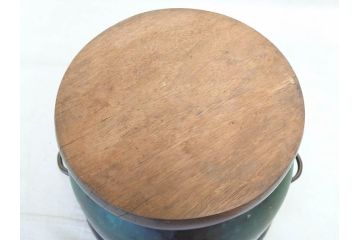 明治期　古銅　雷文　歴史を刻んだ味わいが魅力の古火鉢(手あぶり、手焙、双耳、鉢カバー、銅製、銅器、共箱付き、茶道具)(R-077226)