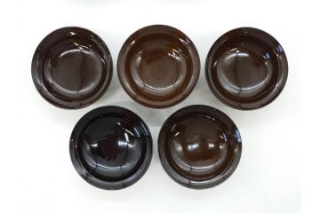 明治〜大正期　輪島塗　沈金蒔絵　木製　瓢箪の図を上品に描いた蓋付吸物椀5客セット(漆器、漆芸、お椀、金彩、和食器)(R-077227)