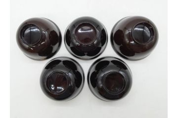 明治〜大正期　輪島塗　沈金蒔絵　木製　瓢箪の図を上品に描いた蓋付吸物椀5客セット(漆器、漆芸、お椀、金彩、和食器)(R-077227)