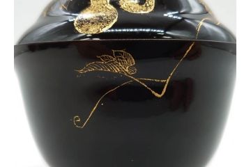 明治〜大正期　輪島塗　沈金蒔絵　木製　瓢箪の図を上品に描いた蓋付吸物椀5客セット(漆器、漆芸、お椀、金彩、和食器)(R-077227)