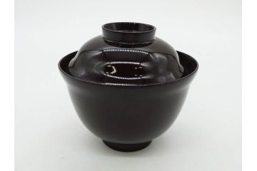 明治〜大正期　輪島塗　沈金蒔絵　木製　瓢箪の図を上品に描いた蓋付吸物椀5客セット(漆器、漆芸、お椀、金彩、和食器)(R-077227)