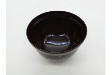 明治〜大正期　輪島塗　沈金蒔絵　木製　瓢箪の図を上品に描いた蓋付吸物椀5客セット(漆器、漆芸、お椀、金彩、和食器)(R-077227)