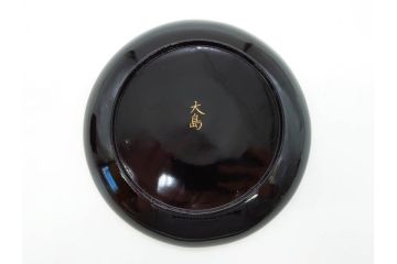 明治〜大正期　輪島塗　沈金蒔絵　蔦図　約18.5cm　6.1寸　気品溢れる木皿8枚セット(木製、漆器、漆芸、金彩、和食器、六寸一分)(R-077228)