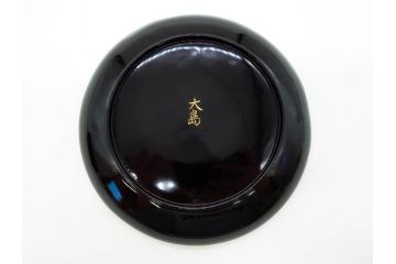 明治〜大正期　輪島塗　沈金蒔絵　蔦図　約18.5cm　6.1寸　気品溢れる木皿8枚セット(木製、漆器、漆芸、金彩、和食器、六寸一分)(R-077228)