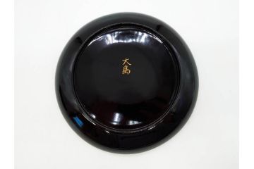 明治〜大正期　輪島塗　沈金蒔絵　蔦図　約18.5cm　6.1寸　気品溢れる木皿8枚セット(木製、漆器、漆芸、金彩、和食器、六寸一分)(R-077228)