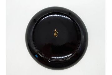 明治〜大正期　輪島塗　沈金蒔絵　蔦図　約18.5cm　6.1寸　気品溢れる木皿8枚セット(木製、漆器、漆芸、金彩、和食器、六寸一分)(R-077228)