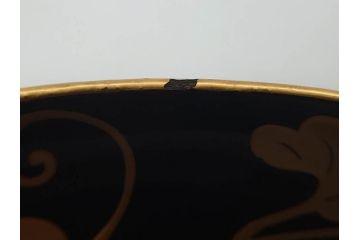 明治〜大正期　輪島塗　沈金蒔絵　蔦図　約18.5cm　6.1寸　気品溢れる木皿8枚セット(木製、漆器、漆芸、金彩、和食器、六寸一分)(R-077228)