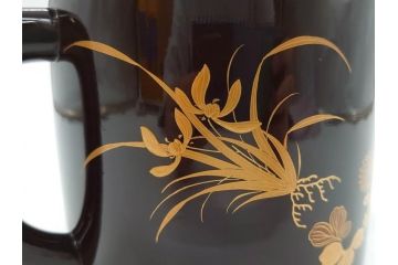 明治〜大正期　輪島塗　沈金蒔絵　木製　菊梅竹菖蒲図　漆塗りの艶やかな風合いが上品なお櫃・湯桶・お盆・しゃもじセット(漆器、漆芸、金彩、和食器)(R-077229)