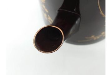 明治〜大正期　輪島塗　沈金蒔絵　木製　菊梅竹菖蒲図　漆塗りの艶やかな風合いが上品なお櫃・湯桶・お盆・しゃもじセット(漆器、漆芸、金彩、和食器)(R-077229)