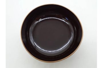 明治〜大正期　輪島塗　沈金蒔絵　木製　梅竹図　艶やかな質感が美しい蓋付お椀6客セット(漆器、漆芸、金彩、和食器)(R-077230)