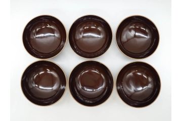 明治〜大正期　輪島塗　沈金蒔絵　木製　菊竹図　雅やかな図柄が素敵な蓋付お椀6客セット(漆器、漆芸、金彩、和食器)(R-077232)