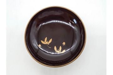 明治〜大正期　輪島塗　沈金蒔絵　木製　菊竹図　雅やかな図柄が素敵な蓋付お椀6客セット(漆器、漆芸、金彩、和食器)(R-077232)
