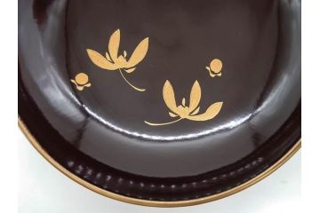 明治〜大正期　輪島塗　沈金蒔絵　木製　菊竹図　雅やかな図柄が素敵な蓋付お椀6客セット(漆器、漆芸、金彩、和食器)(R-077232)