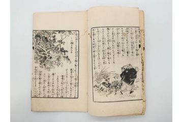 明治　幼年文学　鬼桃太郎　尾崎紅葉/幼年文学第二　猿蟹後日譚　大江小波(博文館、木版画、和本、和書、一名・猿蟹弔合戦)(R-077234)