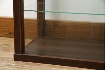 和製アンティーク　ナラ材の小さな卓上ガラスケース(Gケース、ショーケース、ディスプレイケース、コレクションケース、飾り棚、陳列棚、店舗什器)(R-077247)