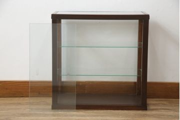和製アンティーク　ナラ材の小さな卓上ガラスケース(Gケース、ショーケース、ディスプレイケース、コレクションケース、飾り棚、陳列棚、店舗什器)(R-077247)