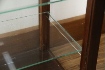 和製アンティーク　ナラ材の小さな卓上ガラスケース(Gケース、ショーケース、ディスプレイケース、コレクションケース、飾り棚、陳列棚、店舗什器)(R-077247)