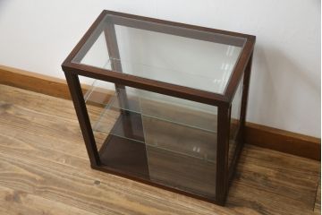 和製アンティーク　ナラ材の小さな卓上ガラスケース(Gケース、ショーケース、ディスプレイケース、コレクションケース、飾り棚、陳列棚、店舗什器)(R-077247)
