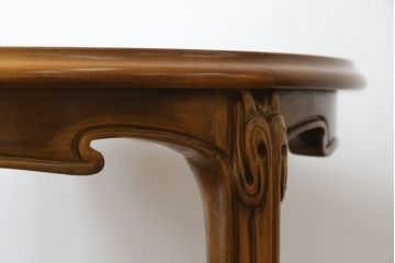 中古　美品　イタリア高級家具　メデア(Medea)　品のある佇まいが美しいガラストップサイドテーブル(コーヒーテーブル、ラウンドテーブル、花台、飾り台)(R-077249)