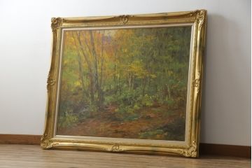 真作　五月女政平　「錦繍　塩原」(小太郎ヶ渕)　50F(50号)　サイン入り　絵画(塩原渓谷、油絵、油彩、風景画、額装、共シール、共箱付き)(R-077250)