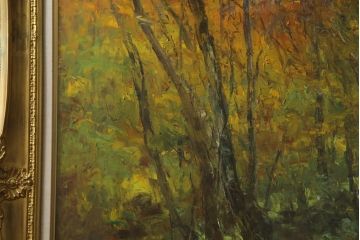 真作　五月女政平　「錦繍　塩原」(小太郎ヶ渕)　50F(50号)　サイン入り　絵画(塩原渓谷、油絵、油彩、風景画、額装、共シール、共箱付き)(R-077250)