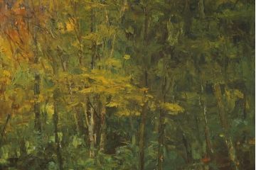 真作　五月女政平　「錦繍　塩原」(小太郎ヶ渕)　50F(50号)　サイン入り　絵画(塩原渓谷、油絵、油彩、風景画、額装、共シール、共箱付き)(R-077250)