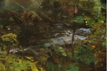 真作　五月女政平　「錦繍　塩原」(小太郎ヶ渕)　50F(50号)　サイン入り　絵画(塩原渓谷、油絵、油彩、風景画、額装、共シール、共箱付き)(R-077250)