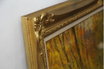 真作　五月女政平　「錦繍　塩原」(小太郎ヶ渕)　50F(50号)　サイン入り　絵画(塩原渓谷、油絵、油彩、風景画、額装、共シール、共箱付き)(R-077250)