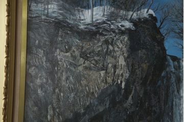 真作　黒澤信男　「華厳の滝」　F120(120号)　サイン入り　絵画(油絵、油彩、風景画、額装、共箱付き)(R-077251)