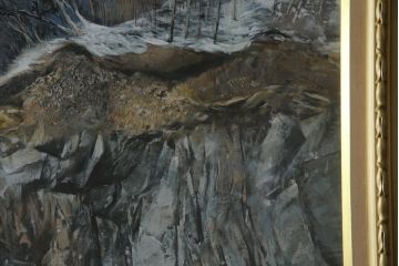 真作　黒澤信男　「華厳の滝」　F120(120号)　サイン入り　絵画(油絵、油彩、風景画、額装、共箱付き)(R-077251)