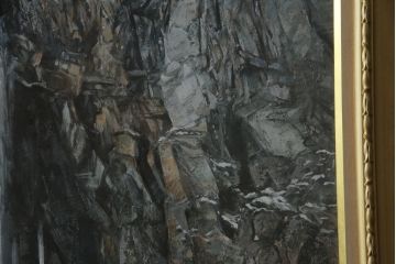 真作　黒澤信男　「華厳の滝」　F120(120号)　サイン入り　絵画(油絵、油彩、風景画、額装、共箱付き)(R-077251)