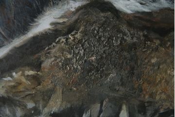 真作　黒澤信男　「華厳の滝」　F120(120号)　サイン入り　絵画(油絵、油彩、風景画、額装、共箱付き)(R-077251)