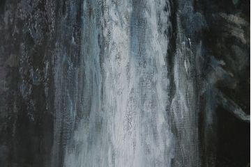 真作　黒澤信男　「華厳の滝」　F120(120号)　サイン入り　絵画(油絵、油彩、風景画、額装、共箱付き)(R-077251)