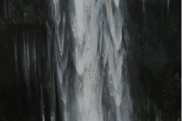 真作　黒澤信男　「華厳の滝」　F120(120号)　サイン入り　絵画(油絵、油彩、風景画、額装、共箱付き)(R-077251)