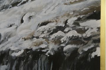 真作　黒澤信男　「華厳の滝」　F120(120号)　サイン入り　絵画(油絵、油彩、風景画、額装、共箱付き)(R-077251)