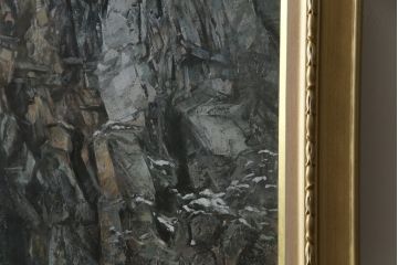 真作　黒澤信男　「華厳の滝」　F120(120号)　サイン入り　絵画(油絵、油彩、風景画、額装、共箱付き)(R-077251)