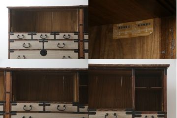 和製ビンテージ　東京桐箪笥　特注!!　高級品　専門店にて再生済み　桐材　桑材　堂々とした佇まいの組み合わせ桐箪笥(桐タンス、和箪笥、収納箪笥、衣裳箪笥、引き出し、ヴィンテージ)(R-077253)
