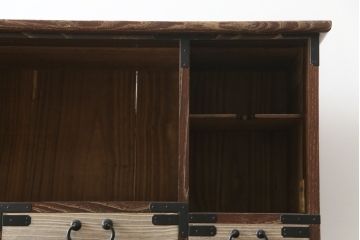 和製ビンテージ　東京桐箪笥　特注!!　高級品　専門店にて再生済み　桐材　桑材　上品な和の雰囲気漂う重ね桐箪笥(桐タンス、和箪笥、収納箪笥、衣裳箪笥、引き出し、ヴィンテージ)(R-077255)